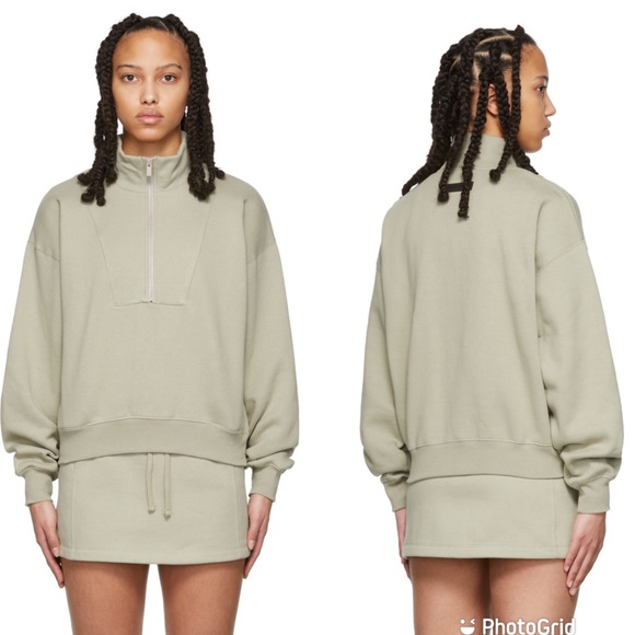 Essentials Green 1/2 Zip Pullover Sweatshirt - Picture 1 of 10